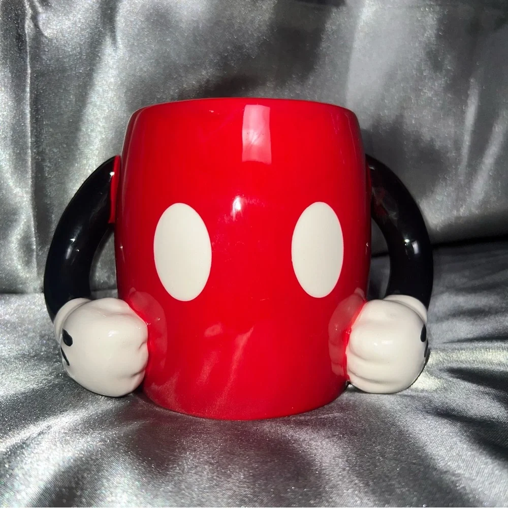 Disney Galerie Mickey Mouse Ceramic Coffee Mug Red Two Button Double Arm Handles